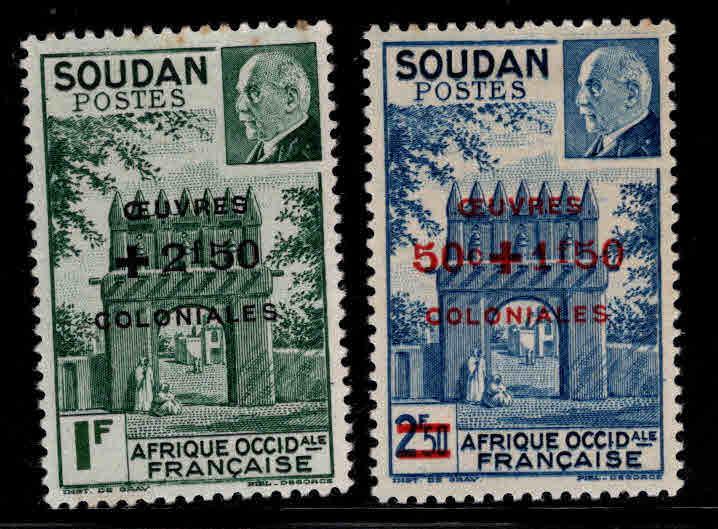 French Sudan Scott B14-15  MNH** semi-postal overprint set