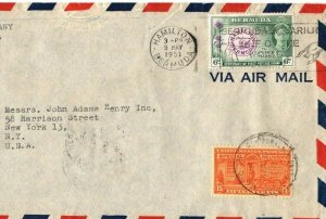 BERMUDA KGVI Cover *USA MIXED FRANKING* 1951 Express Air Special Delivery EB235