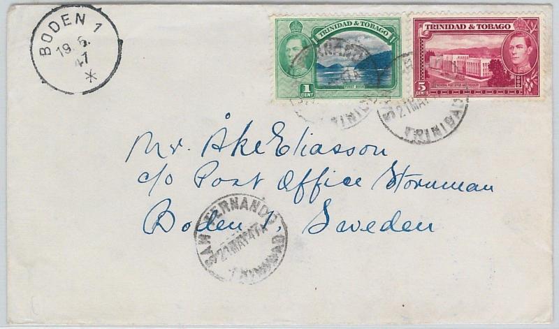 59580  - TRINIDAD & TOBAGO   - POSTAL HISTORY:  COVER to SWEDEN - 1947 