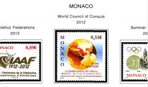 COLOR PRINTED MONACO 2011-2020 STAMP ALBUM PAGES (63 illustrated pages)