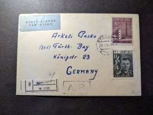 1963 Registered Albania Airmail Cover Shkoder to Furth Germany