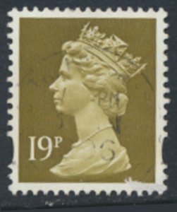 GB  Machin 19p SG Y1682  Used  Blue band SC# MH208  see scans & details