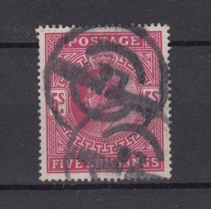 GB KEVII 1902 5/- Carmine Red SG3/8 Fine Used BP9277