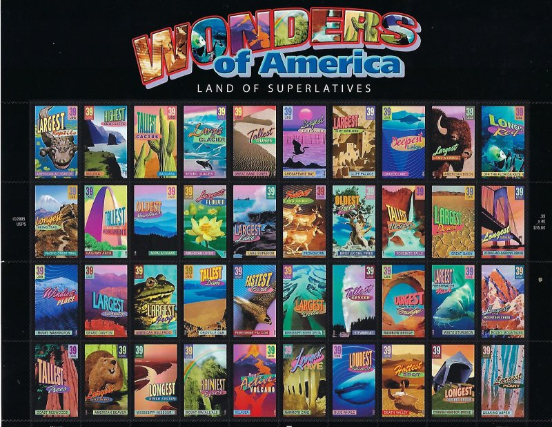 Catalog # 4033 72 Sheet  of 40 Wonders of America Scenic Attractions