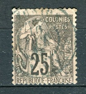 FRENCH COLONIES; 1880s General issue used 25c. value + Postmark,