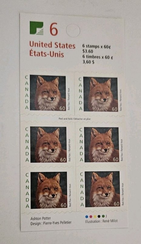 Canada 2000 Wildlife Definitives #1879 (Booklet 238) Pane Of 6