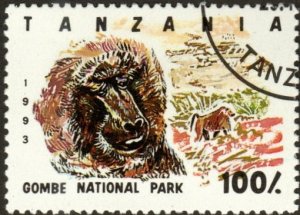 Tanzania 1188 - Cto - 100sh Baboon / Gombe NP (1993) (cv $0.60) +