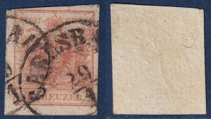 Austria - 1850 - Scott #3 - used - CARLSBAD oval pmk Czech Republic