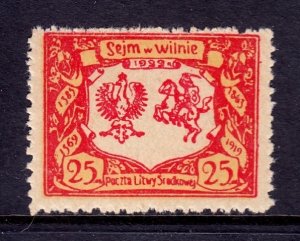 Central Lithuania - Scott #54 - MNH - SCV $3.50+