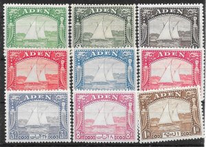 ADEN SG1/9 1937 DHOW SET TO 1r MTD MINT (p)