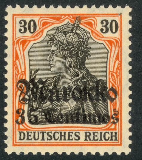 GERMAN OFFICES IN MOROCCO 1911 35c on 30pf Marokko Ovpt Germania Sc 50 MVLH