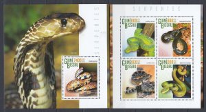 Guinea-Bissau - Animals - SNAKES - BL + KB - MNH