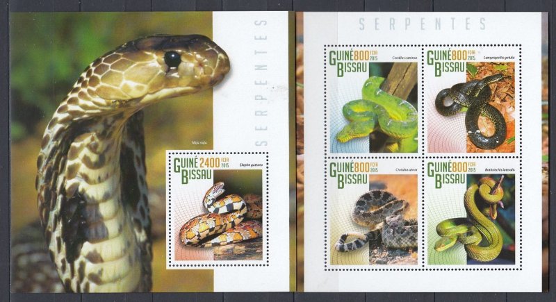 Guinea-Bissau - Animals - SNAKES - BL + KB - MNH