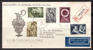 1962 Netherlands FDC Semi-Postal - Cultural Set B363 - B367 : Airmail to Canada