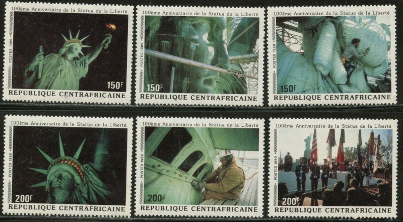 CENTRAL AFRICA Sc#928a-f 1989 Statue of Liberty Complete Set OG Mint NH