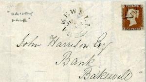 GB Cover MALTESE CROSS *Bakewell* 1842 Derbys Darley Dale Letter {samwells}CX127