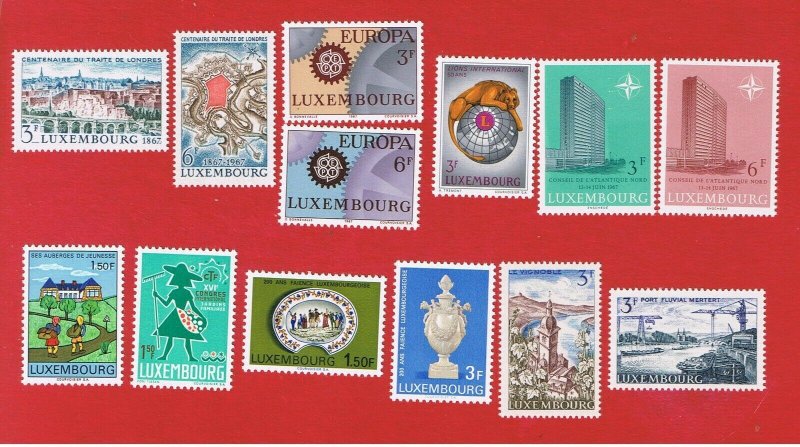 Luxembourg #447-459  MNH OG  1967 commemoratives complete  Free S/H