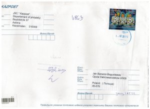 Kazakhstan 2019 Registered Cover to Poland Stamps Space Astronauts