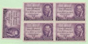 US #946, MNH, Blk/2 + 1