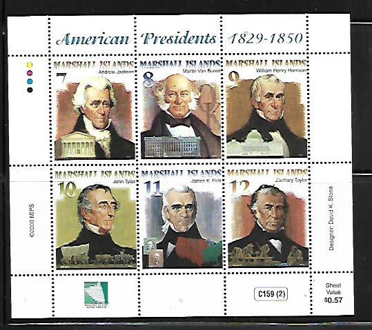 MARSHALL ISLANDS, 733, MNH,SHEET OF 6, AMERICAN PRESIDENTS