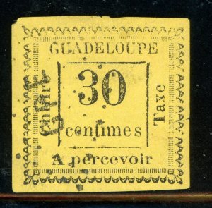 Guadeloupe 1884 French Colony 30¢ Black/Yellow SG #D12 VFU D956