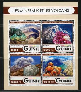 GUINEA 2016 MINERALS AND VOLCANOES SHEET MINT NH