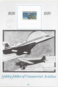 1976 FDC, #1684, 13c Commercial Aviation 50th, Fleetwood Proof Card