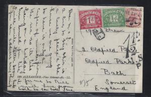 GREAT BRITAIN (P1202B) 1922  POSTAGE DUE 1D+1/2D    ON INCOMING PPC  FROM EGYPT