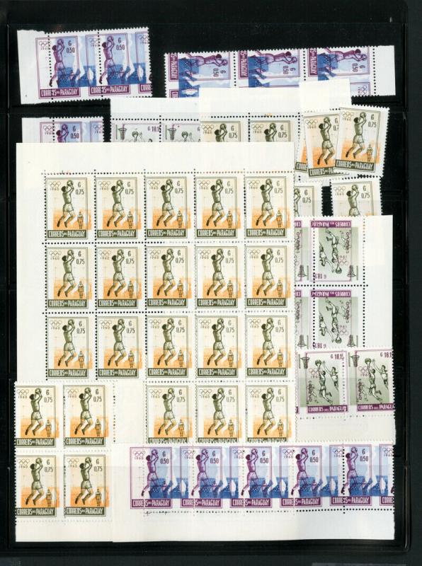 Paraguay Stamp Lot 60x + mint NH Error Stamps 1960 Olympic