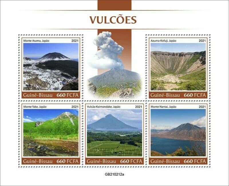 Guinea-Bissau - 2021 Japanese Volcanoes - 5 Stamp Sheet - GB210212a