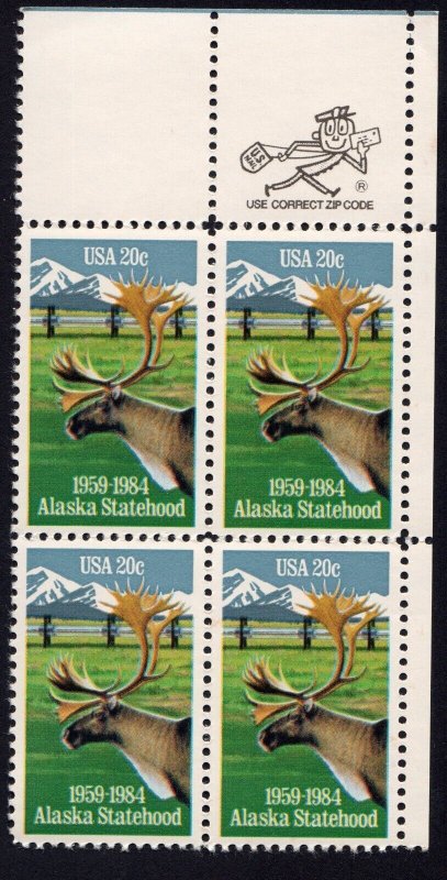 Scott #2066 Alaska Statehood Zip Block of 4 stamps - MNH