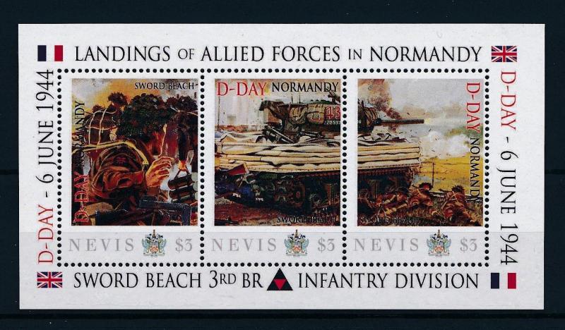 [81037] Nevis 2011 World war II D-day Landing Normandy Sword Beach Sheet MNH