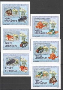 B1397 2007 Mozambique Poisonous Fish Peixes Venenosos 6 Lux Bl Mnh