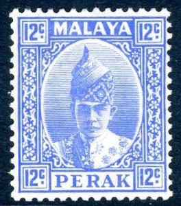 MALAYA (PERAK)-1938 12c Bright Ultramarine Sg 113 MOUNTED MINT V18794