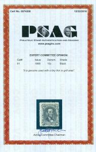 USA : 1868. Scott #91 Very Fine, Used with light cancel. PSAG Cert. Catalog $700