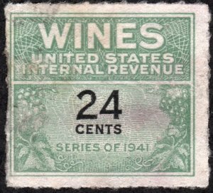 RE131 24¢ Wine Revenue Stamp (1942) Used