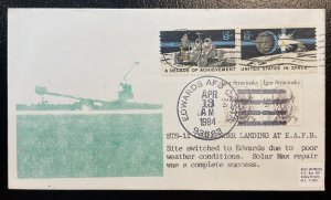 US #1435b Pair + #1845 on Cover STS-11 NASA Edwards AFB Cancel - Space Moon