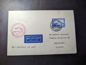 1929 Germany LZ 127 Graf Zeppelin Airmail Cover to Barcelona Spain