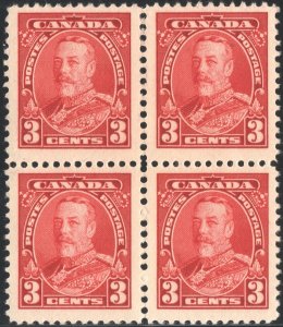 Canada SC#219 3¢ King George V Block of Four (1935) MNH