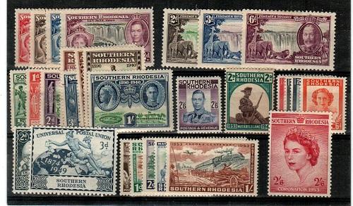 Southern Rhodesia - mint sets (Catalog Value $64.50) - mixed hinged/NH