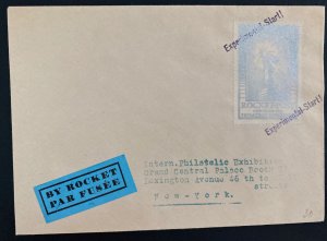 1936 New York Usa First Rocket Mail Flight Airmail Cover Philatelic Exhibition