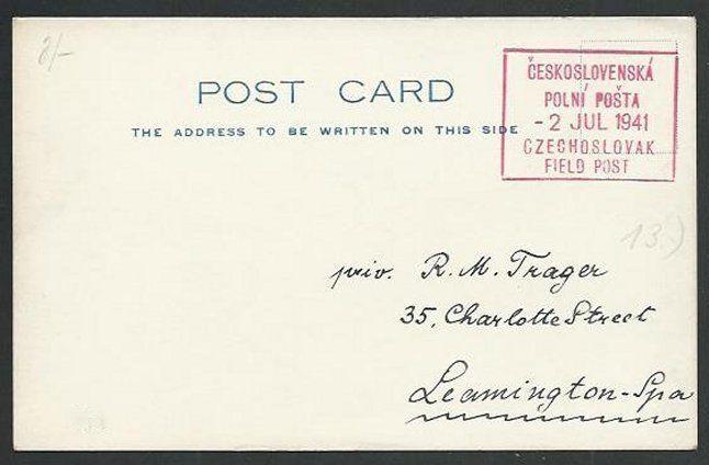 GB 1941 Czechoslovakia Field PO in GB postcard.............................61269