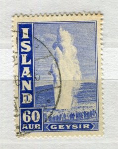 ICELAND; 1938 early Geysir issue fine used 60a. value