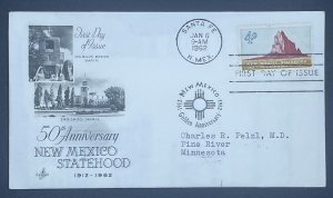 Scott 1191   FDC    New Mexico Statehood, 50th Anniversary   Artcraft Cachet