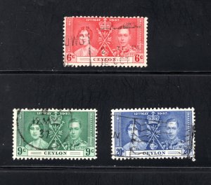 Ceylon #275-277,  F/VF, Used,  CV $10.35 ....  1290222