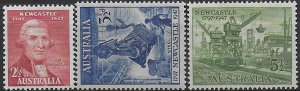 1947 Australia anniversary of City of Newcastle 3v. MNH SG n. 219/21