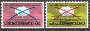 UN-NY # 227 & UN-GENEVA # 23 Nuclear Weapons (2) Mint NH