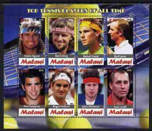 MALAWI - 2012 - Top All Time Tennis Players - Perf 8v Sheet - MNH -Private Issue