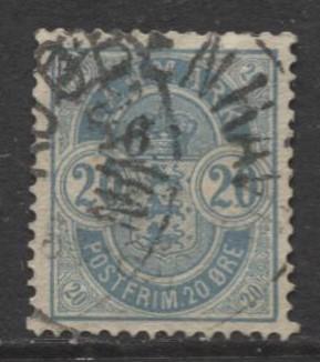 Denmark - Scott 40 - Definitive Issue -1884 - Used - Single 20s Stamp