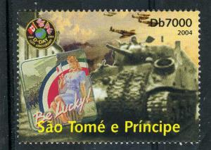 Sao Tome & Principe 2004 D.DAY WWII Aircrafts Flags 1v Perforated Mint (NH)